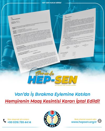Van’da İş Bırakma Eylemine Katılan Hemşirenin Maaş Kesintisi Kararı İptal Edildi